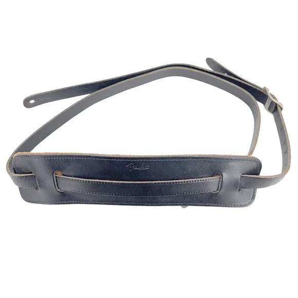 VTG Fender Genuine Leather Padded Guitar Strap Black Adjustable Made in Canada - Picture 1 of 7